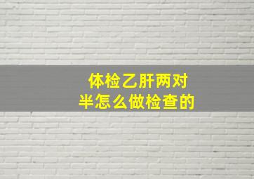 体检乙肝两对半怎么做检查的