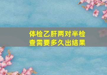 体检乙肝两对半检查需要多久出结果