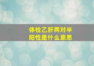 体检乙肝两对半阳性是什么意思