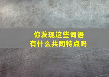 你发现这些词语有什么共同特点吗