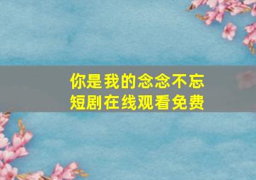 你是我的念念不忘短剧在线观看免费