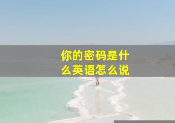 你的密码是什么英语怎么说