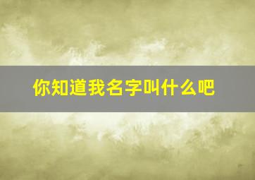 你知道我名字叫什么吧