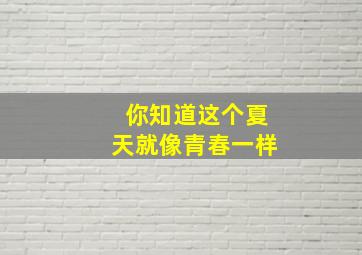 你知道这个夏天就像青春一样