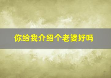 你给我介绍个老婆好吗