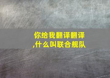 你给我翻译翻译,什么叫联合舰队