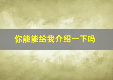 你能能给我介绍一下吗