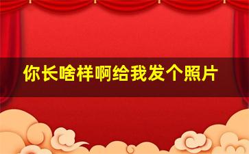 你长啥样啊给我发个照片