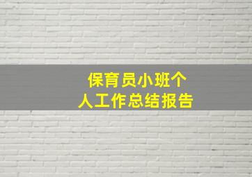 保育员小班个人工作总结报告