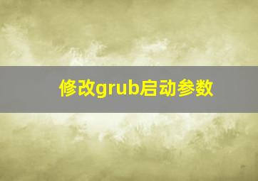 修改grub启动参数