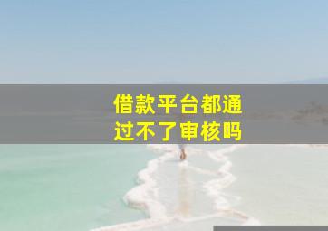 借款平台都通过不了审核吗