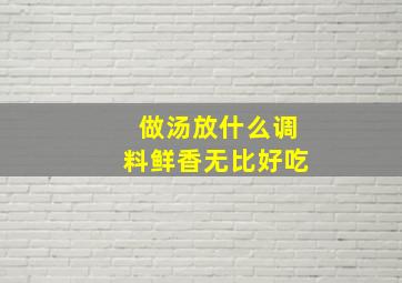 做汤放什么调料鲜香无比好吃