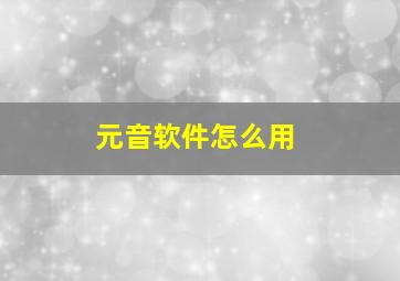 元音软件怎么用