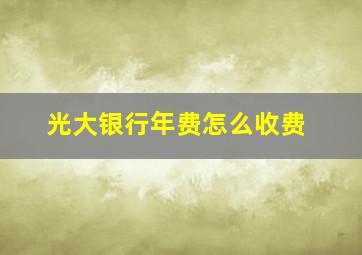 光大银行年费怎么收费