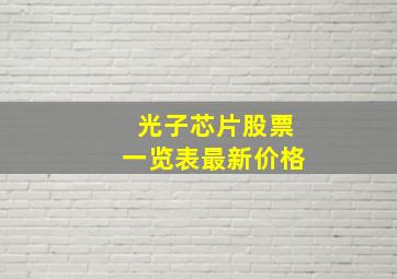 光子芯片股票一览表最新价格