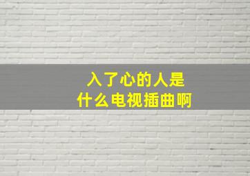 入了心的人是什么电视插曲啊