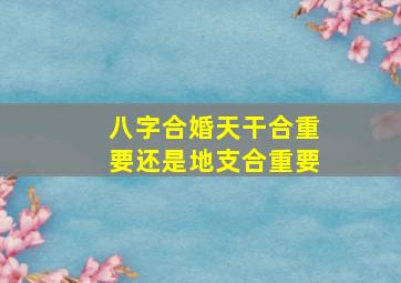 八字合婚天干合重要还是地支合重要