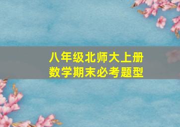 八年级北师大上册数学期末必考题型