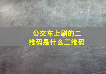 公交车上刷的二维码是什么二维码