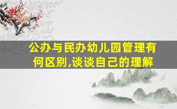 公办与民办幼儿园管理有何区别,谈谈自己的理解