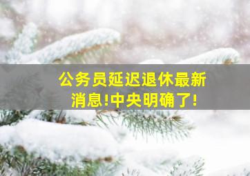 公务员延迟退休最新消息!中央明确了!