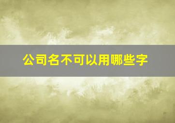 公司名不可以用哪些字