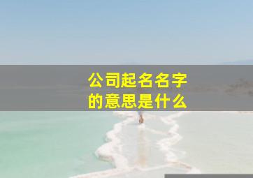 公司起名名字的意思是什么