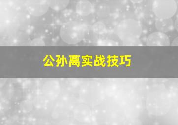 公孙离实战技巧