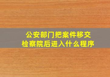 公安部门把案件移交检察院后进入什么程序