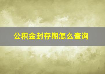 公积金封存期怎么查询