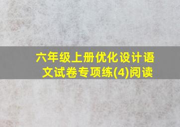 六年级上册优化设计语文试卷专项练(4)阅读