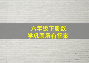 六年级下册数学巩固所有答案