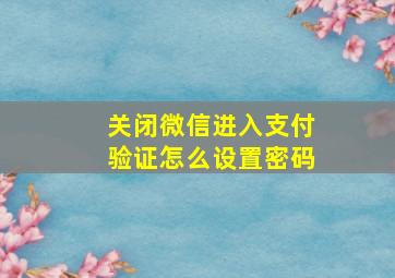 关闭微信进入支付验证怎么设置密码