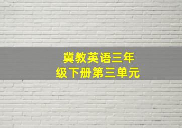 冀教英语三年级下册第三单元