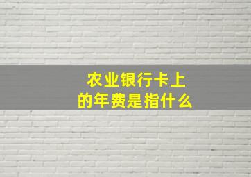 农业银行卡上的年费是指什么