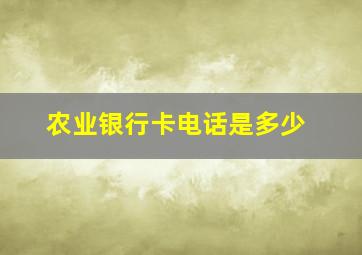 农业银行卡电话是多少