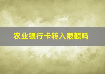 农业银行卡转入限额吗