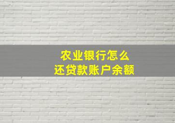 农业银行怎么还贷款账户余额