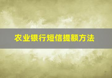 农业银行短信提额方法