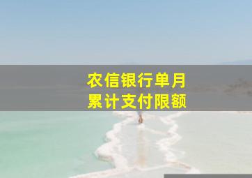 农信银行单月累计支付限额