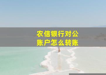 农信银行对公账户怎么转账