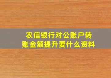 农信银行对公账户转账金额提升要什么资料