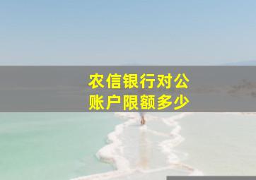 农信银行对公账户限额多少