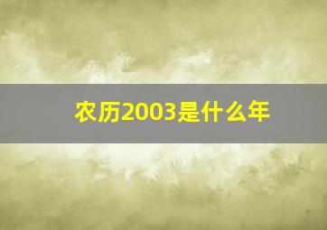 农历2003是什么年