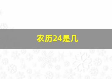 农历24是几