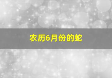 农历6月份的蛇