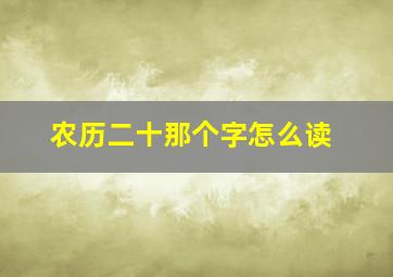 农历二十那个字怎么读