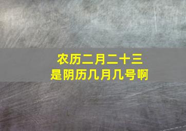 农历二月二十三是阴历几月几号啊