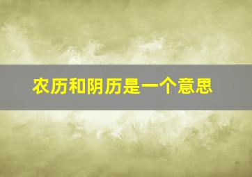 农历和阴历是一个意思