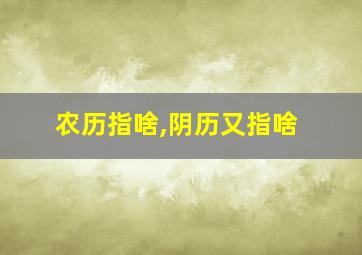 农历指啥,阴历又指啥